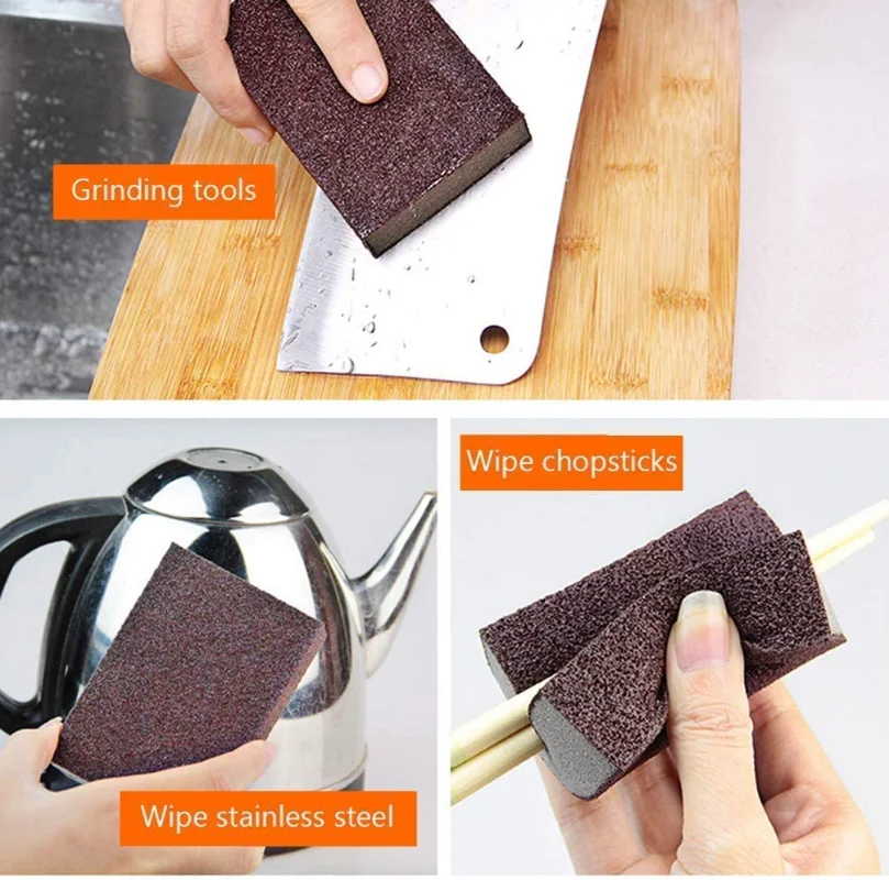 10/1Pcs Strong Sponge Eraser Carborundum Removing Rust Cleaning Brush Descaling Clean Rub for Cooktop Pot Kitchen Sponge