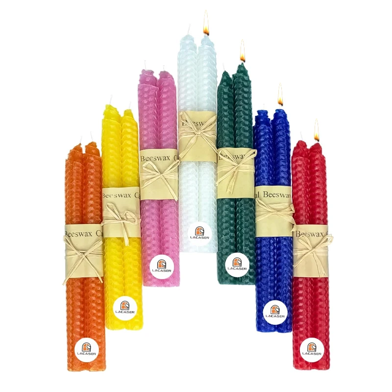 

2 Pairs Natural Beeswax Taper Candles Colored Candlesticks in Rainbow Colors Beeswax Candle for Home Gift Ideas Home Party Decor