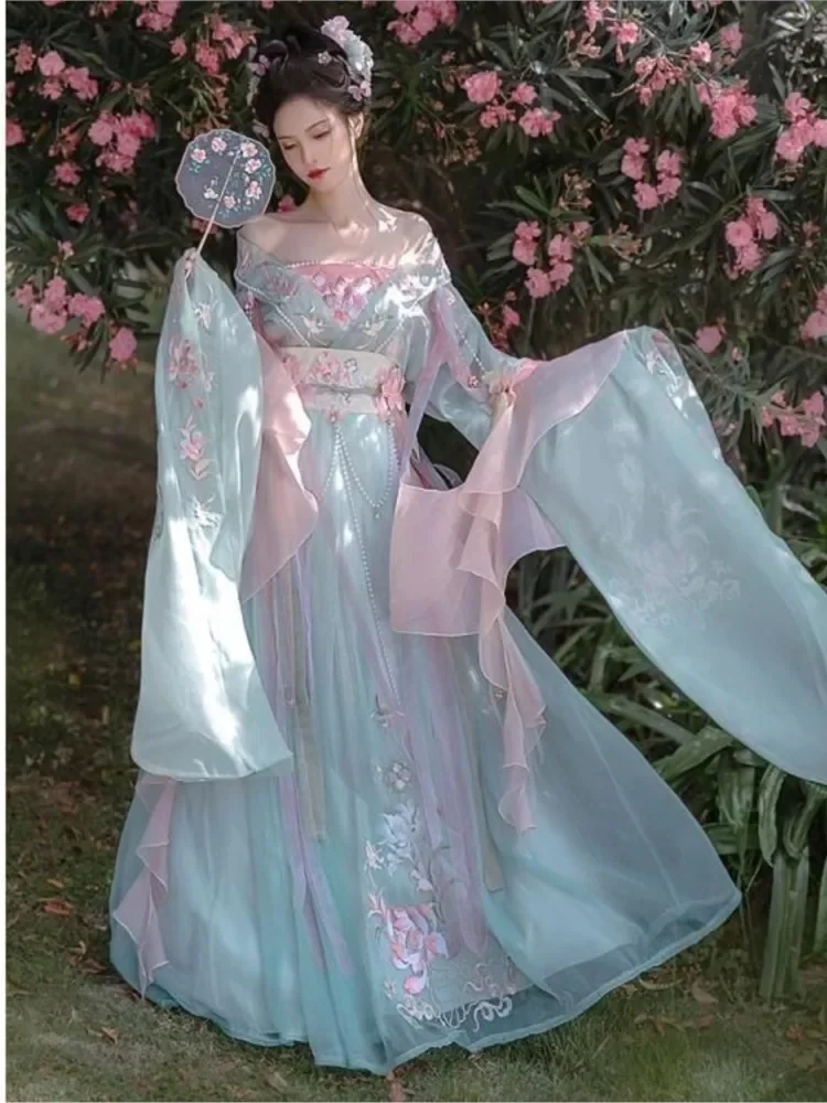 

Hanfu Dress Women Chinese Traditional Cosplay Costume Ancient Hanfu Summer Dress Pink 8pcs Stage Dance Dress
