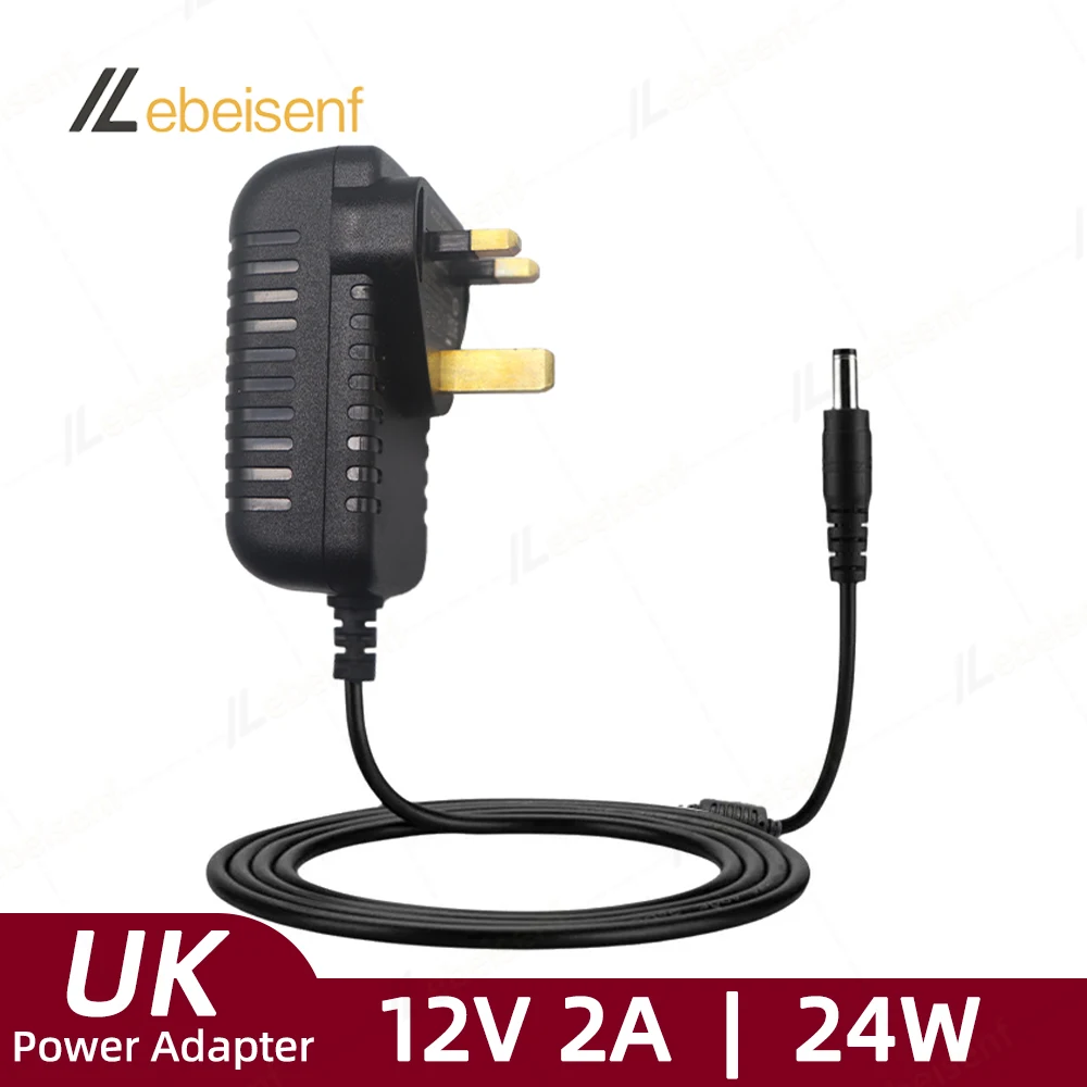 UK Plug 100-240V AC to DC 12V 2A Power Adapter Universal Voltage Converter 5521 for Electronics