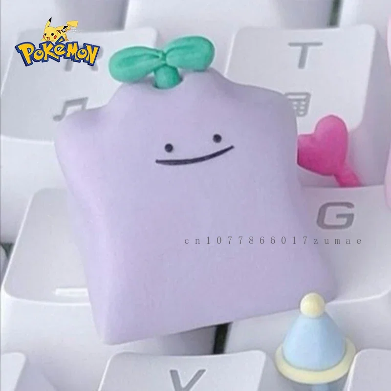 Anime Pokemon Resin Keycaps Purple Ditto DIY Handmade Custom Cartoon KeyCap for Mechanical Keyboard Accessories Holiday Gifts