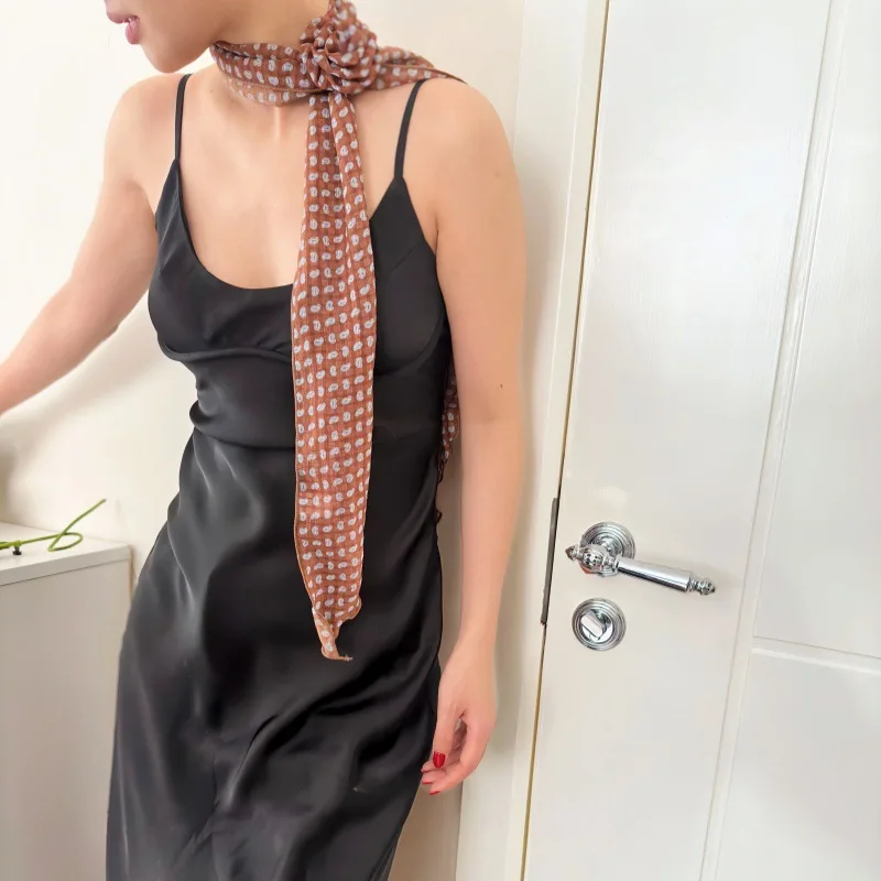 وشاح وردي قابل للفصل للربيع/الصيف للنساء - شريط طويل شيفون رفيع للغاية - متعدد الاستخدامات مثل رباط شعر، ملحق مقبض الحقيبة #3