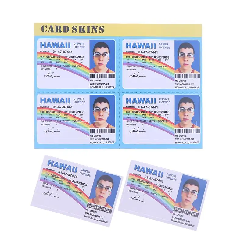 【A-Beautiful】1/4PCS Mclovin Bank Credit Cards Bus Pass Stickers Decoration Waterproof Card Driver's License Credit Card Sticker