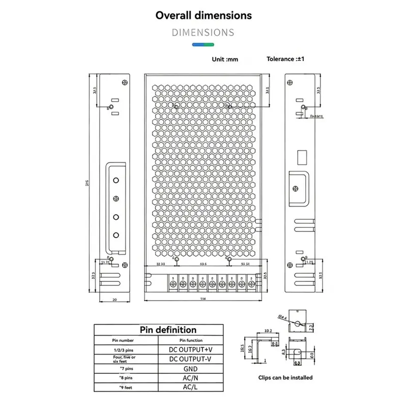 A02M-Ultra-Thin Switching Power Supply 220V To 12V/17A 204W AC DC Transformer 90-132VAC/180-264VAC