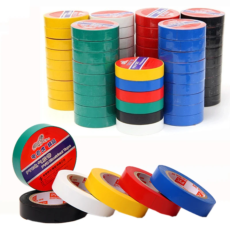 5PCS 16mm Wide PVC Electrical Insulating Tape - 5m/10m Roll Red Yellow Green Blue Black Electrician Tape for Insulation