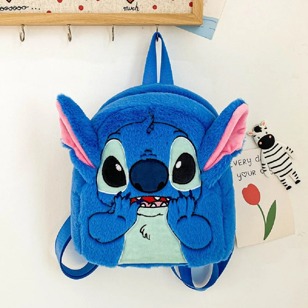 Disney Stitch Plush Backpack Ins Japanese Funny Cartoon Schoolbag Large-Capacity Student Backpack Kindergarten Bag Child Gift