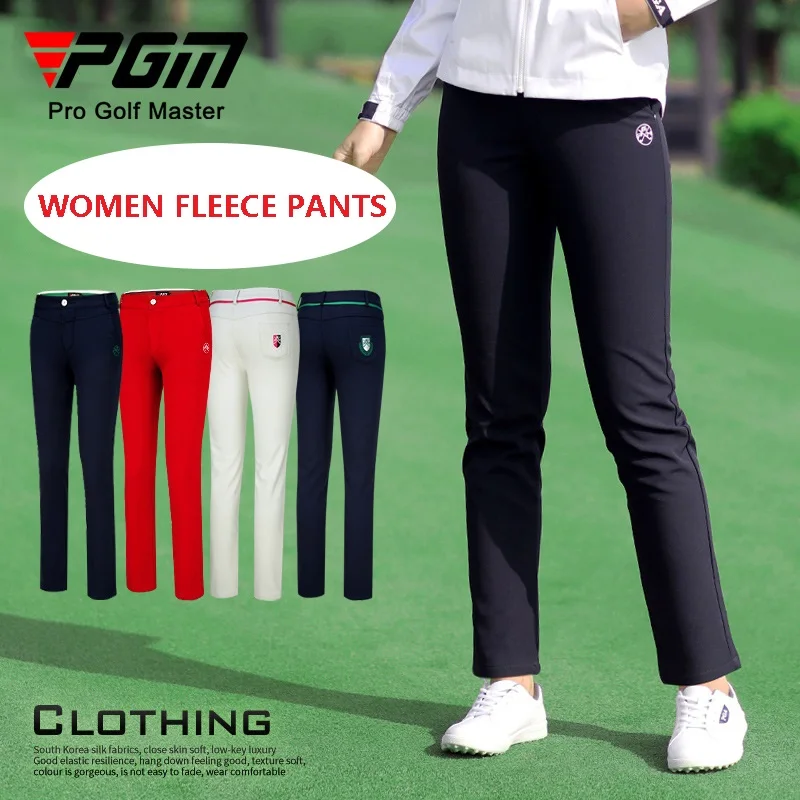 

PGM Women Golf Pants Ladies Waterproof Keep Warm Pants Female Fleece Snow Protection Sweatpants Winter Elastic Trousers XS-XXXL