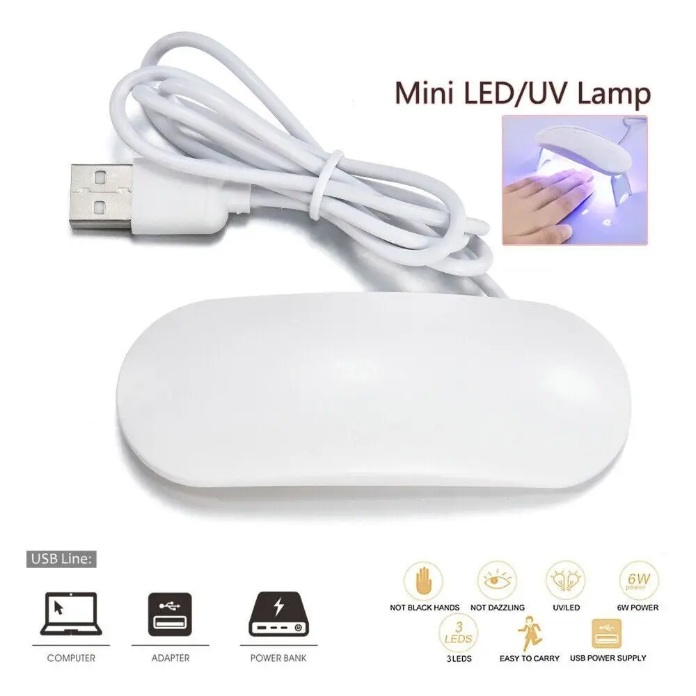 Mini lampe LED UV portable pour manucure, machine à polymériser le vernis gel, sèche-ongles, souris, luminothérapie