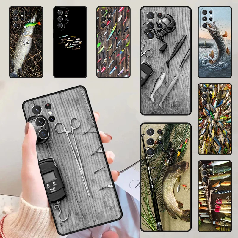 Pike Fishing Bait Spinner Phone Cases For Samsung Galaxy S23 S20 FE S21 S22 Ultra Note 20 S8 S9 S10 Note 10 Plus Cover