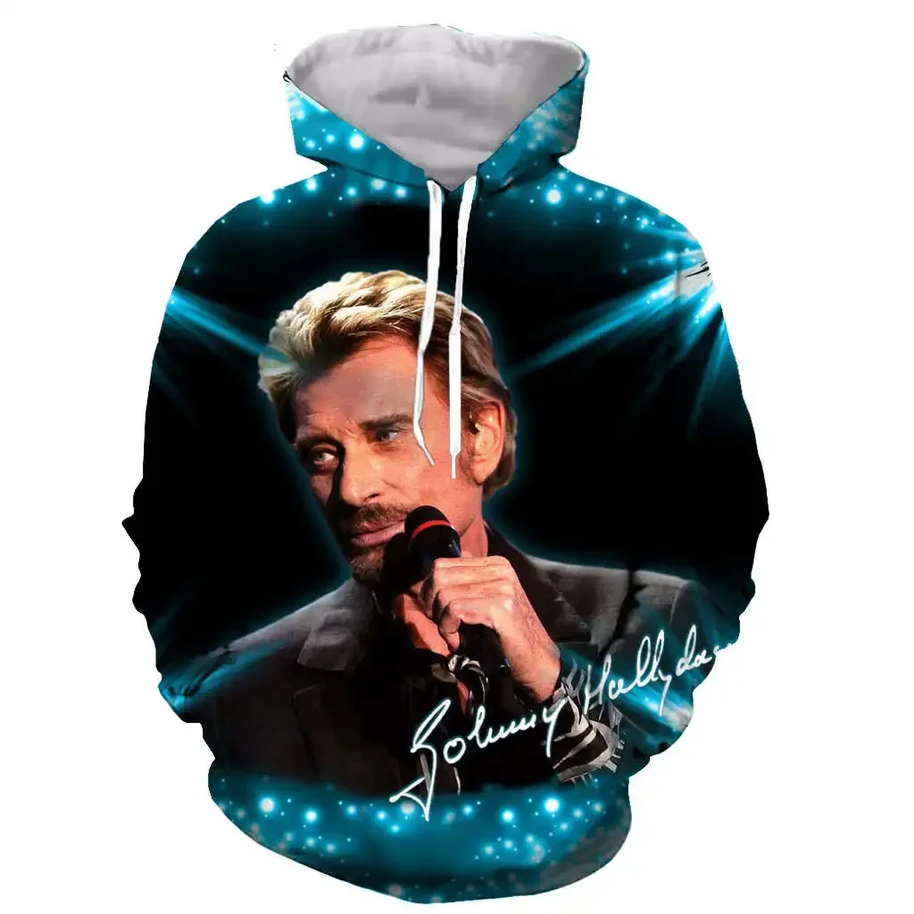 

2024 Hot Sales Mens Womens New Johnny Hallyday 3D Printing Hoodie Casual Street Oversized Pullover Hoodie Fashion Graphic Hoodie
