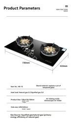 New Household Table Embedded Gas Stove Dual-purpose Natural Gas LiquefiedTempered Glass Double