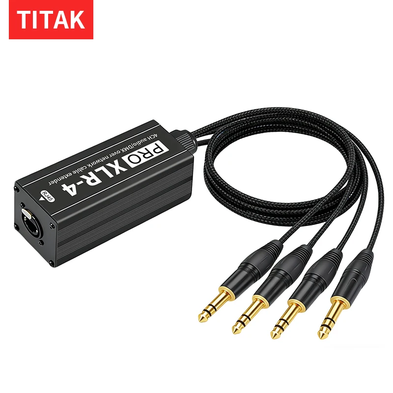 XLR to RJ45 4 Channel Audio Extender Cat5 Cat6 Cat7 Network Signal Extender for Stage Sound and Lighting Recording Studio