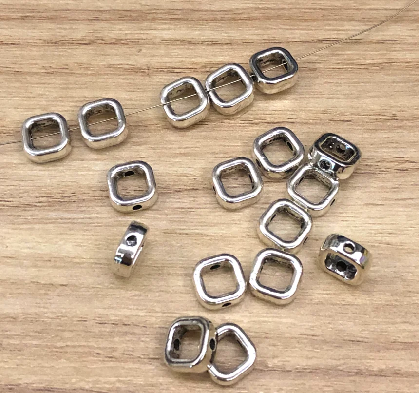 

50pcs 8*8*3mm zinc Alloy metal square shaped spacer beads for jewelry handmade HW 2631