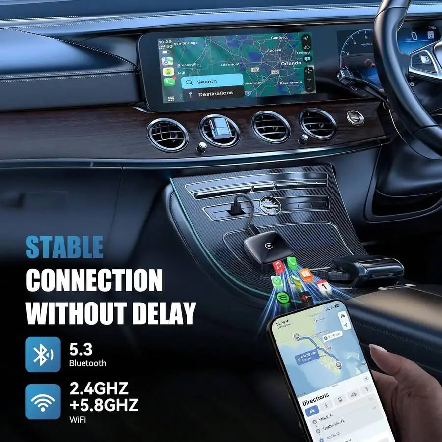 Wireless CarPlay Converter for Factory Systems 2015 Onward – Plug-and-Play USB Adapter Enabling Seamless iOS 10+ & Android 11 In