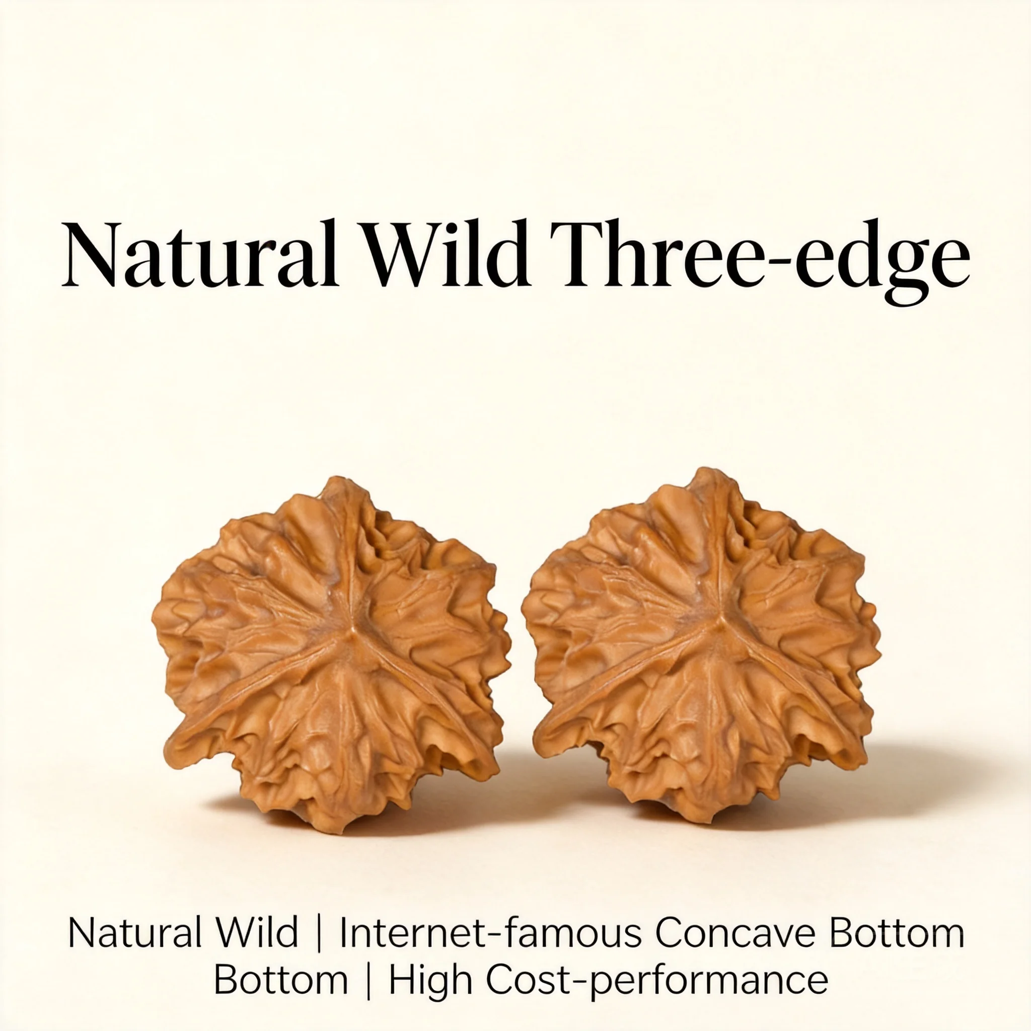 Chinese Style Good Fortune Lucky Blessing Natural Wild Three Ridges Wenwan Walnut 1 Pair Hand Massage Collectible Decor Gift 30