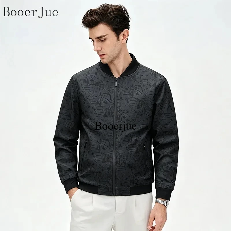 2026 Dark Embossed Pattern Baseball Style Jacket Men Stand Collar Business Casual Top Outdoor Camping Fishing Sports Daily Wear