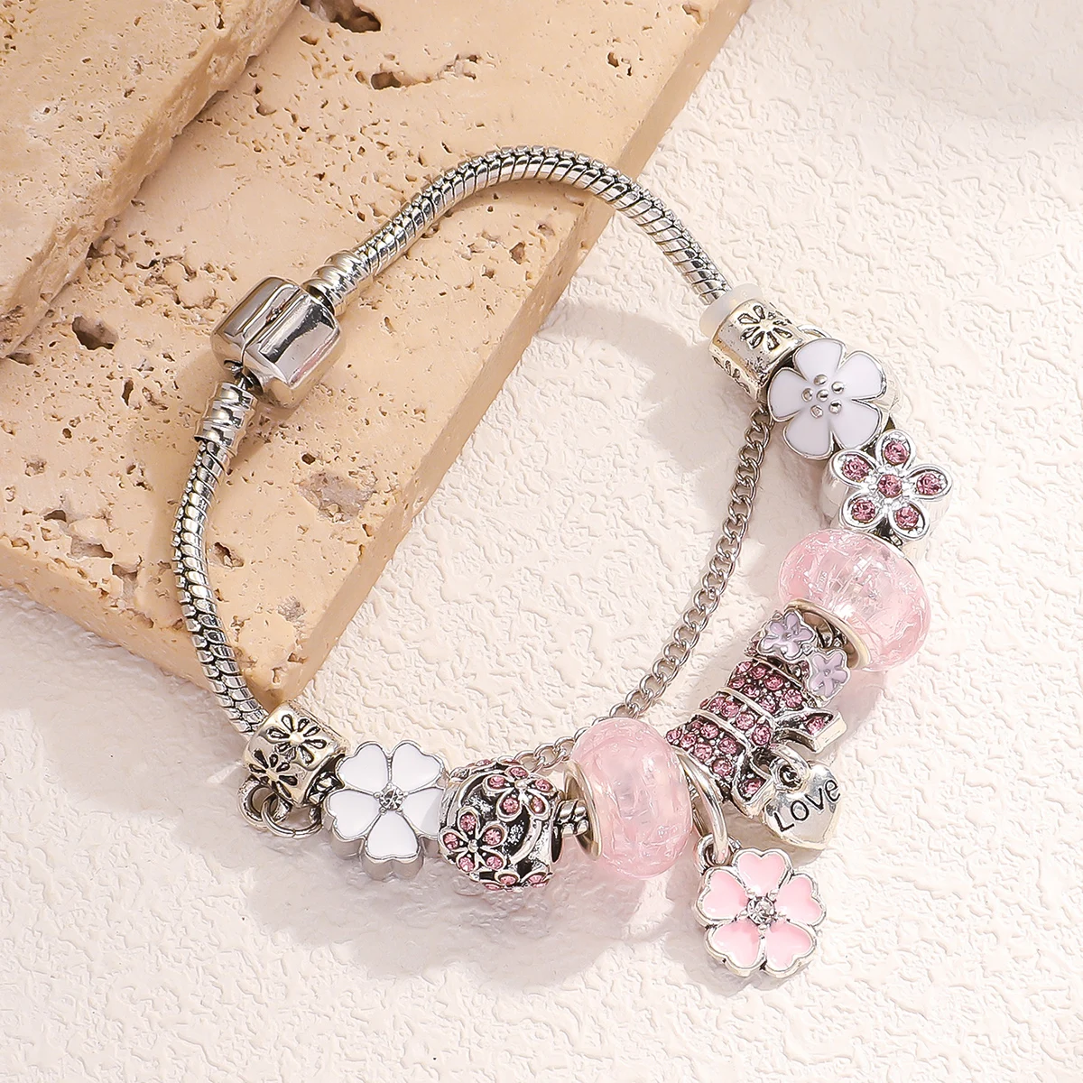 1 best-selling bracelet trendy DIY boutique glass inlaid diamond bracelet with Pan family style personalized jewelry bracelet
