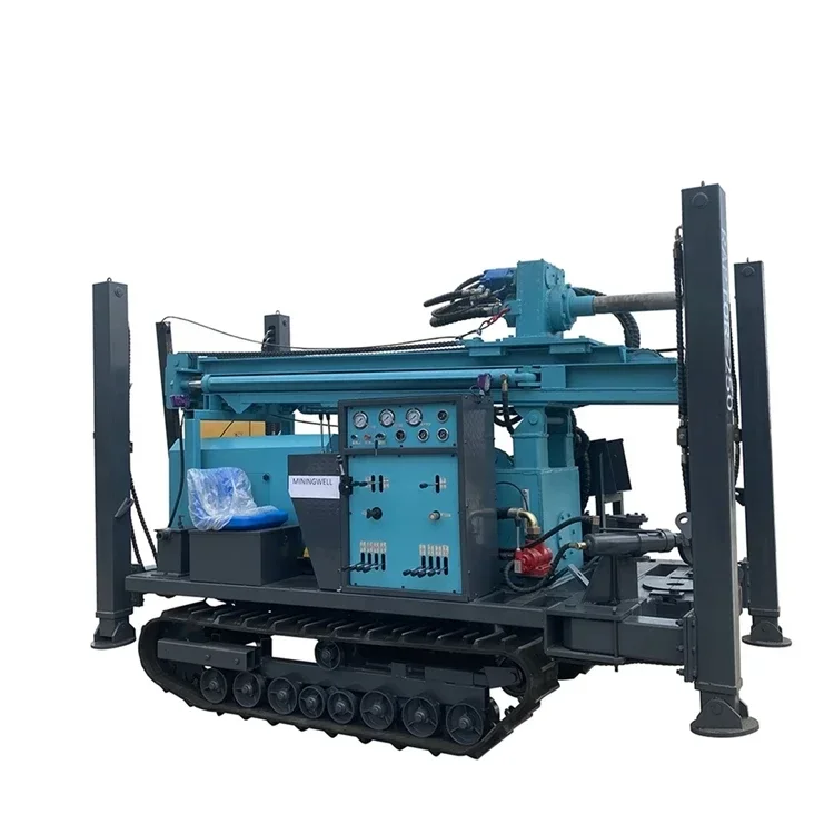 MININGWELL Raptor MW180 Portable Diesel Water Well Drilling Rig Rubber Steel Crawler Drilling Rig 100-219 mm 76 mm,