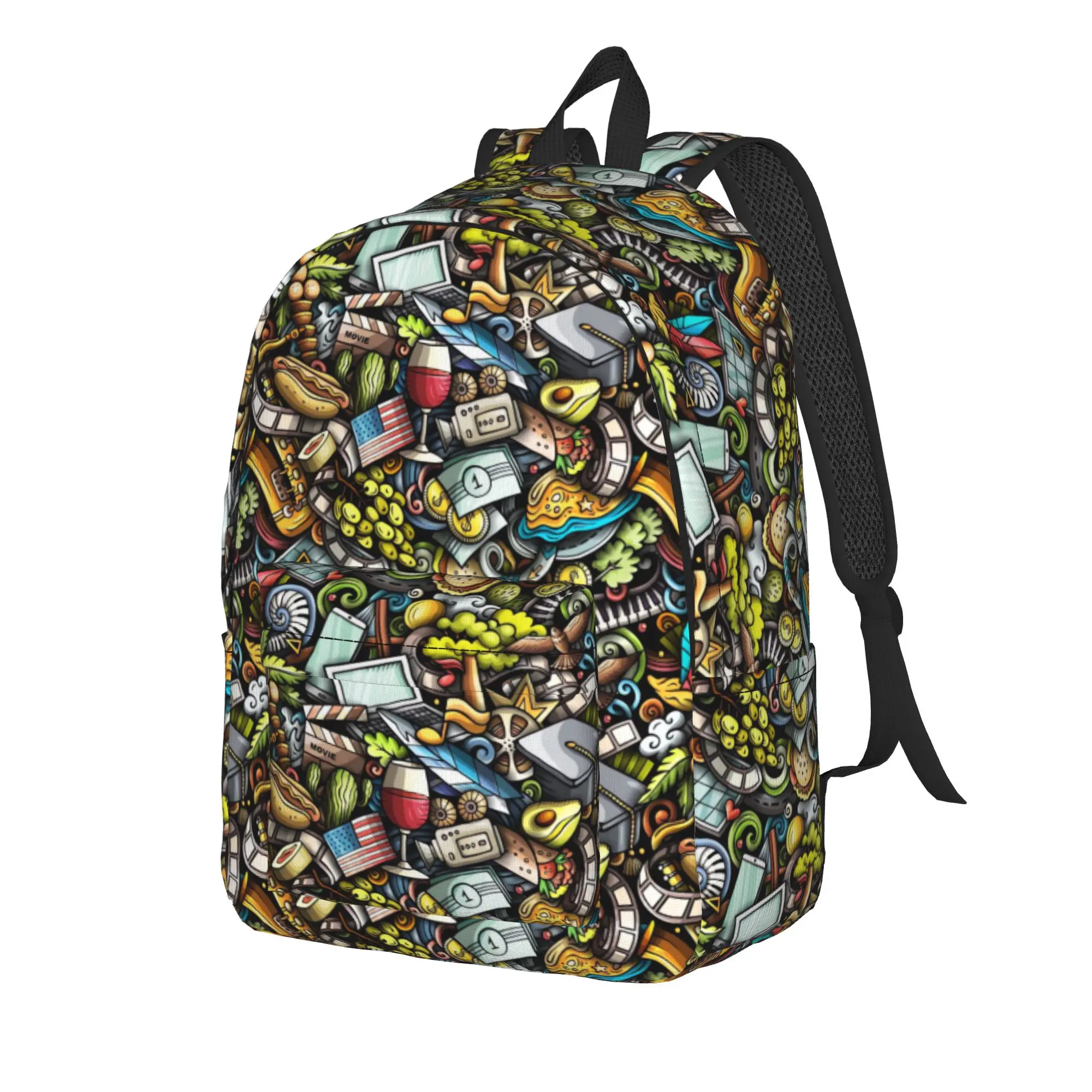 Cartoon Doodles California     Backpack  Cycling Backpacks Teen Aesthetic High School Bags Custom Large Rucksack