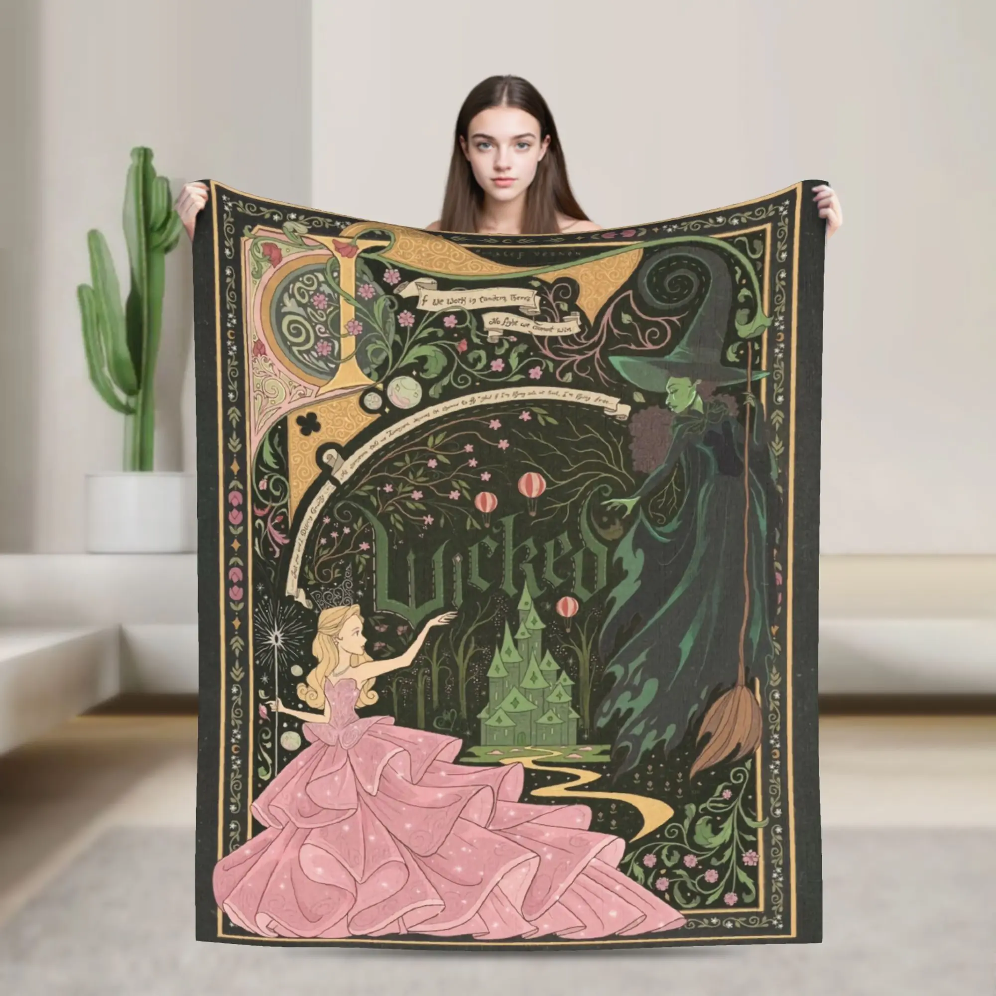 Warm Blankets Picnic Wicked 2 Musical Movie Glinda Poster (6) Throw Blanket  Flannel Bedspread For Bedroom Funny Sofa Bed Cover
