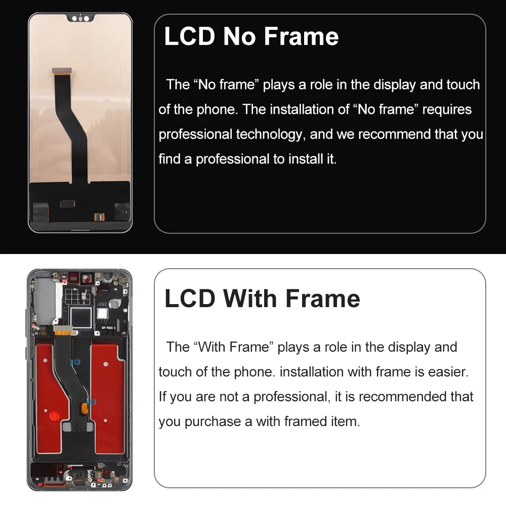 P20 Pro TFT LCD Screen Aeembly for Huawei P20 Pro CLT-L29 CLT-L09 LCD Display Touch Screen Digitizer with Frame Replacement