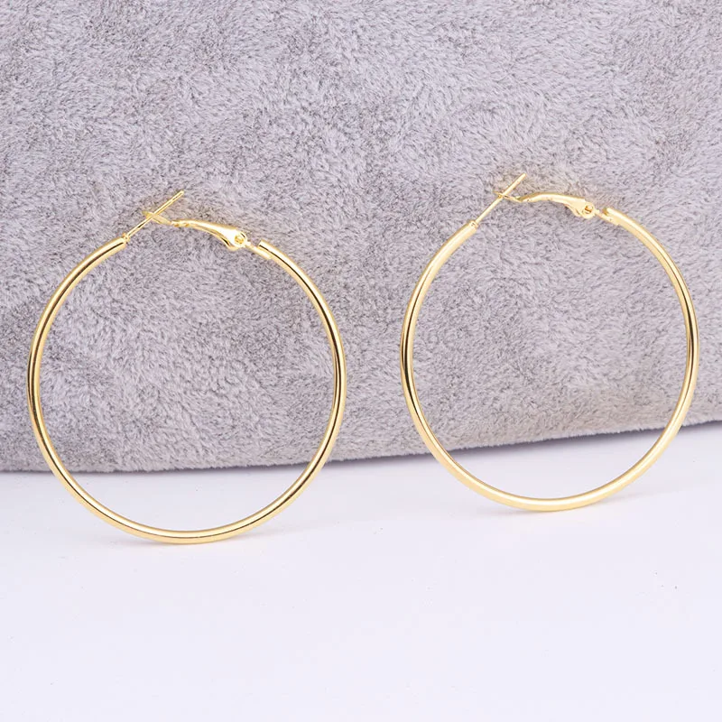 30-100mm Exaggerated Big Smooth Circle Hoop Earrings for Women Aros Simple Round Loop Ear Wedding Jewelry Brincos Cool Gift