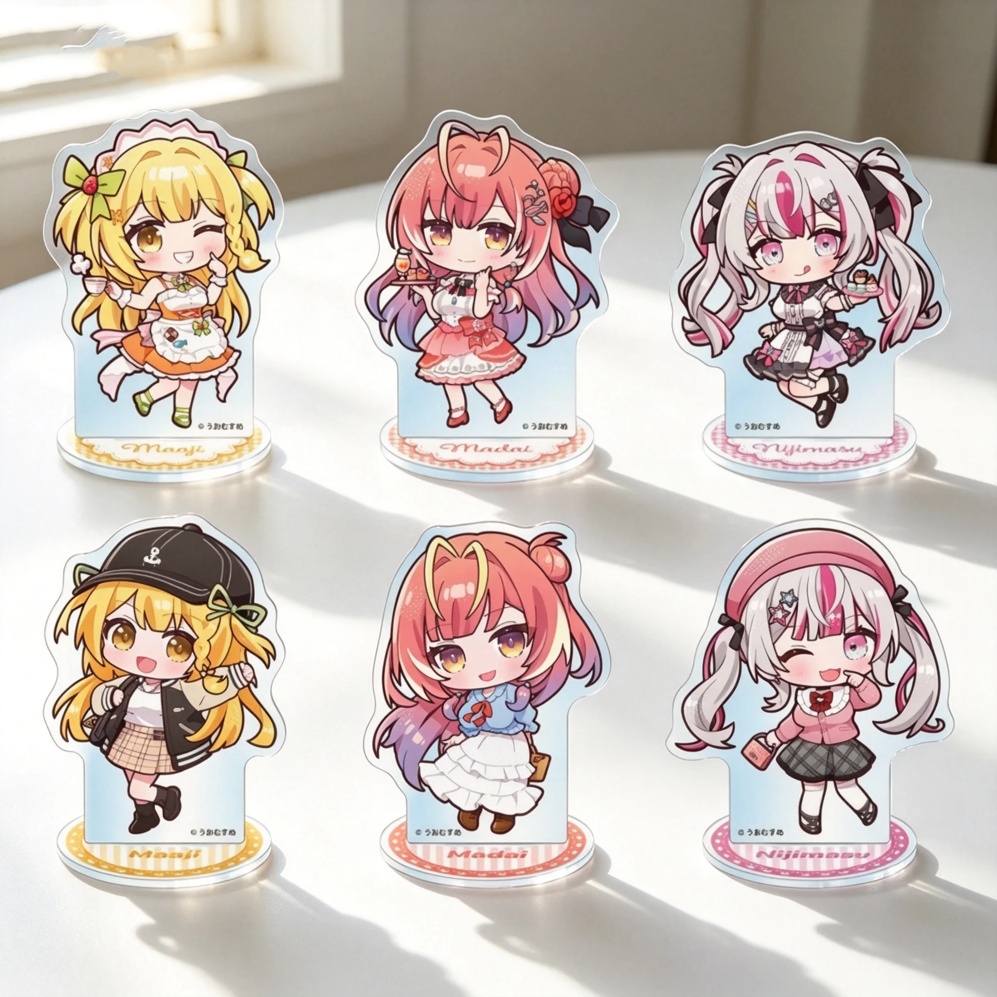 VTuber Project Uomusume Kogane Maaji Beniba Madai Afternoon Tea Ver Q-Style Acrylic Stand Model Plate Keychains Desk Decor