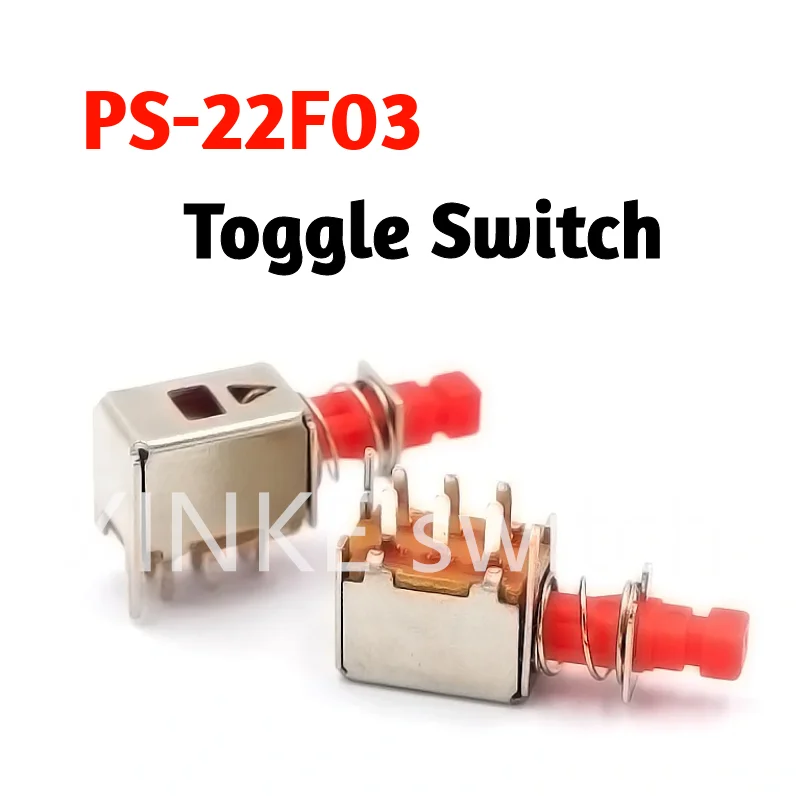 1pcs PS-22F03 Right Angle PCB Latching Push Button Switch DPDT Double Pole 6 Pin Self-locking Key Power Switches