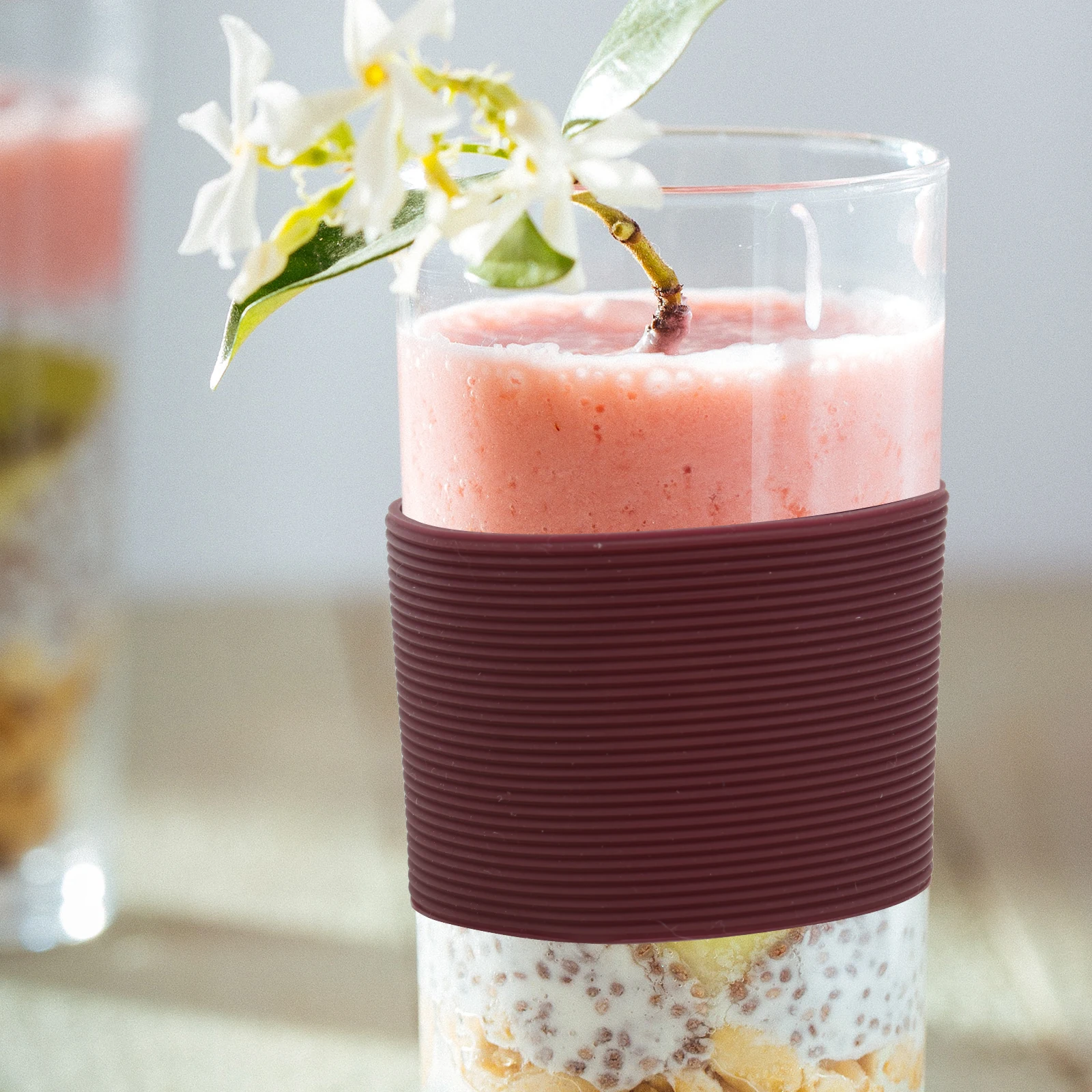 

10Pcs Anti-Skid Heat Resistant Cover Durable Smooth Silicone Cup Sleeve for Glass Bottles Mugs Tumblers Protective Cover