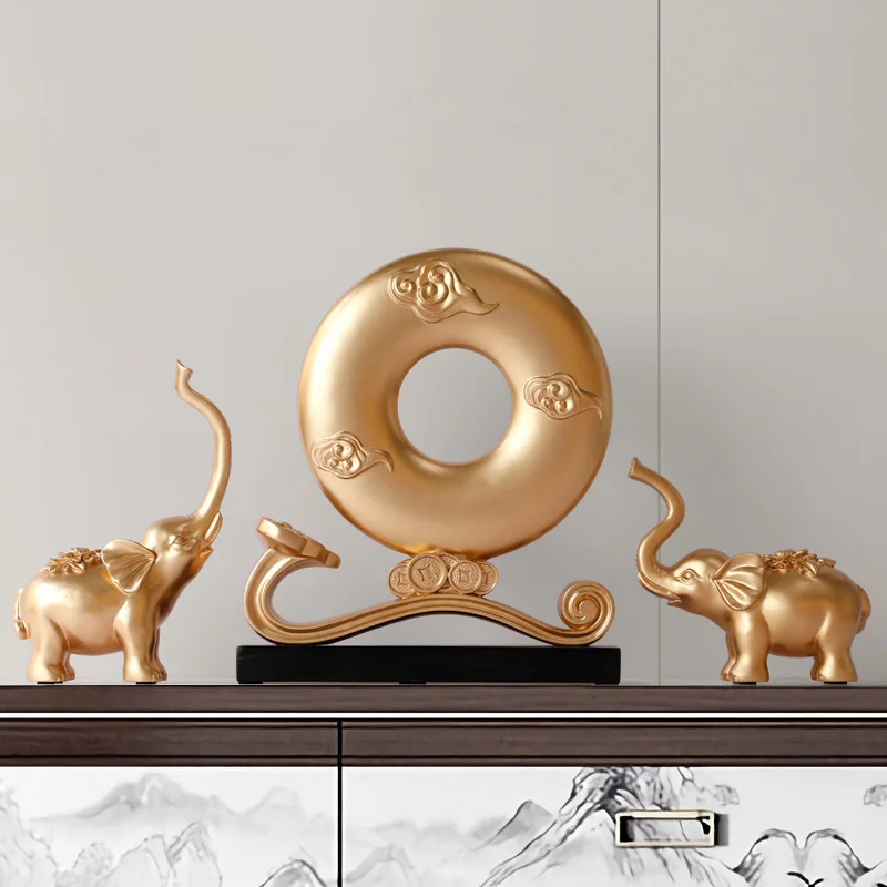 

Resin Art Set Of 2 Elephant Sculpture Home Office Desktop Decoration Gift Living Room Decorative Statue For Modern House