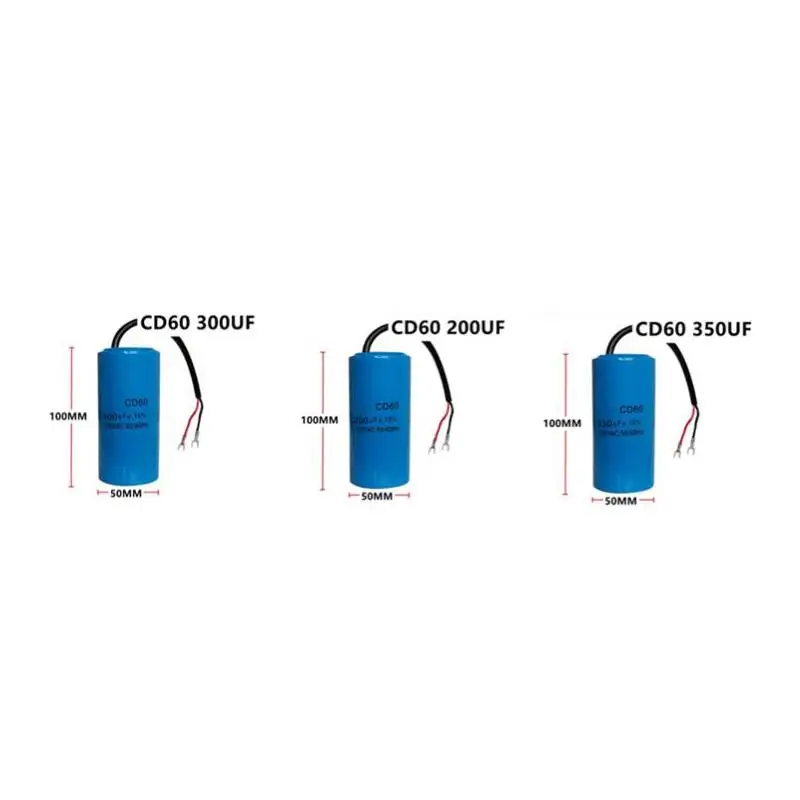 CD60 Run Capacitor 200uF 250V AC 50/60Hz Wired High Performance for Air Compressor Motor Maintenance