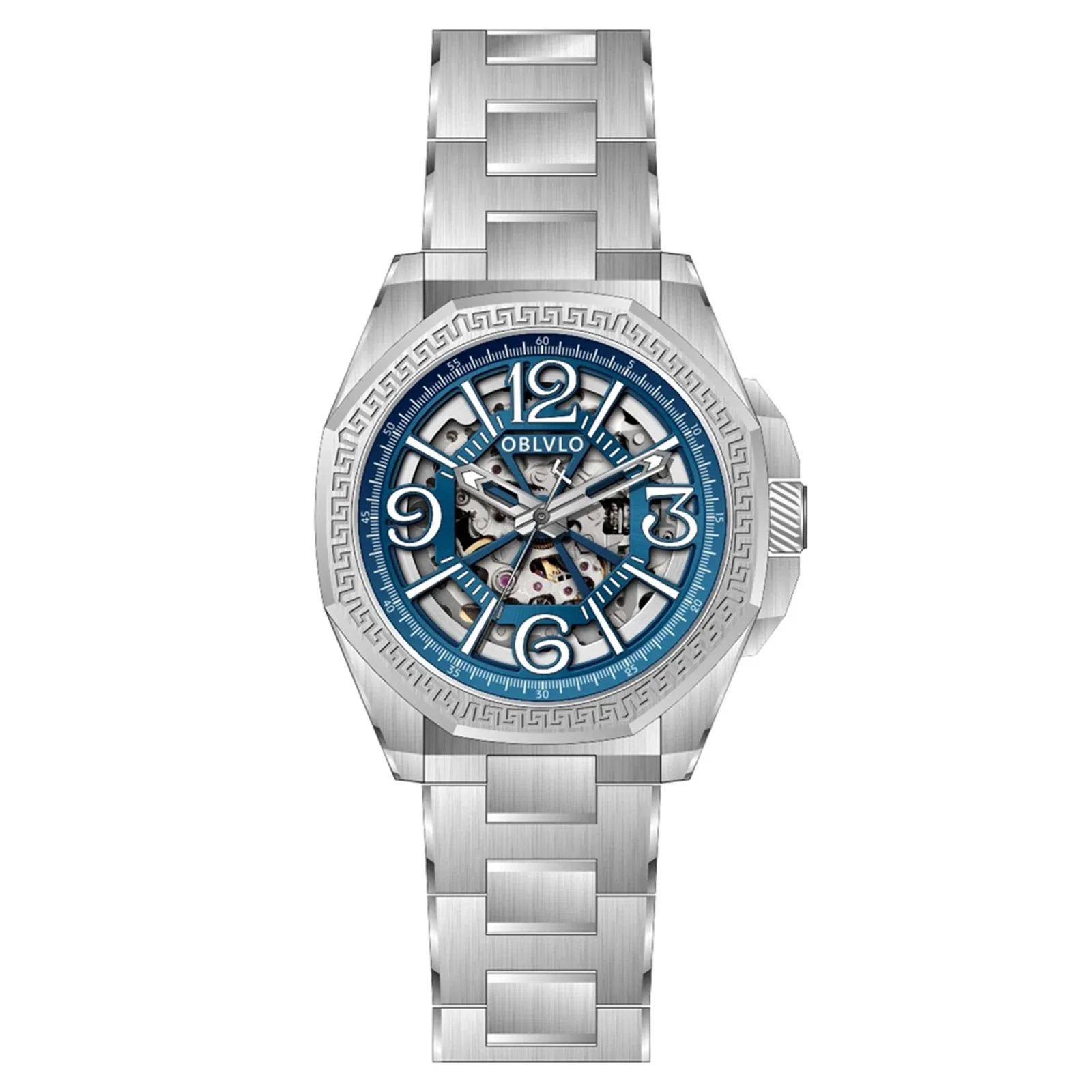 

OBLVLO Men Automatic Watch 42mm Luxury Mechanical Wristwatch Hiollow Out Dial 5ATM Waterproof Sapphire Mirror Luminous 8N24
