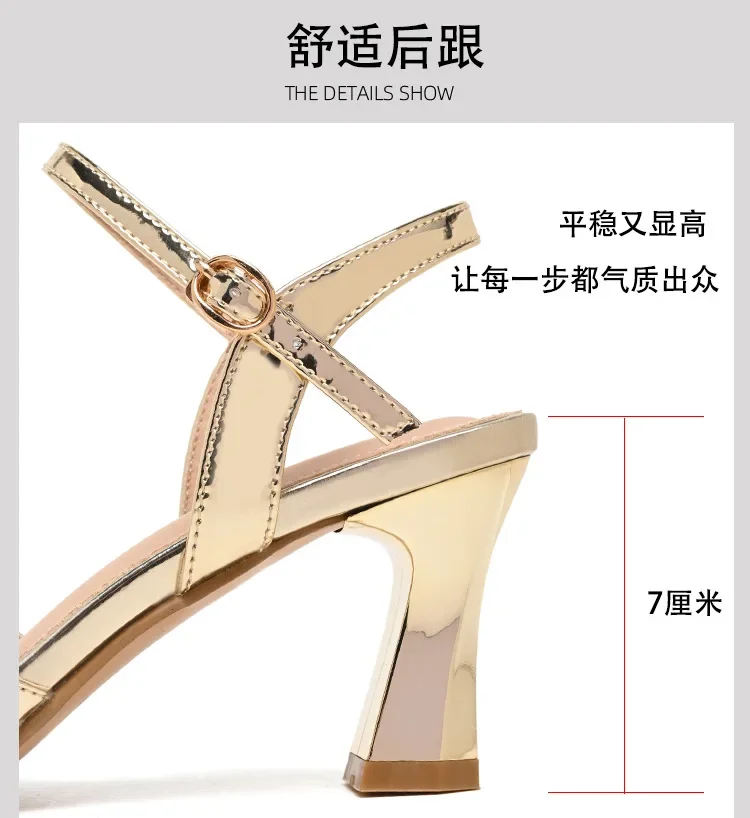 New 2024 Summer Luxury Designers Women Sandals Fashion Gold Rhinestone Thin High Heel Shoes Ladies Elegant Party Dress Sandalias