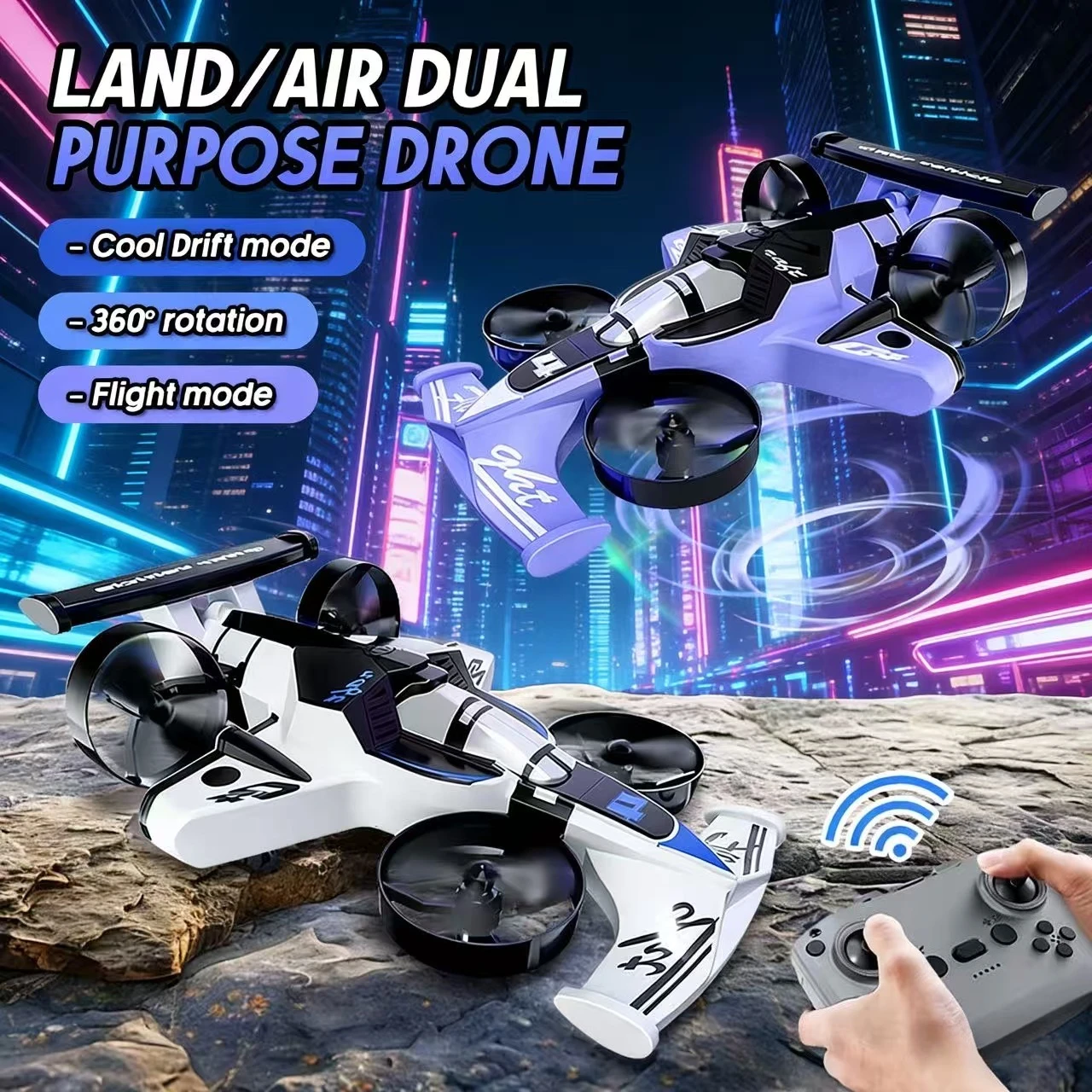 2-in-1 Mini Drone Flying Car,2.4G Dual-Mode 4-Axis Professional Racing, Kids Off-Road RC Car,Holiday Gift for Children & Adults