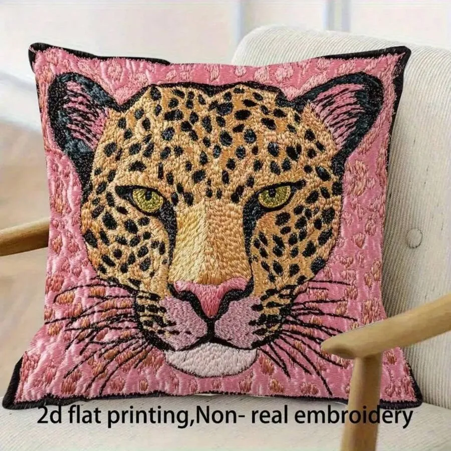 VIKAMA Pink Leopard Throw Blanket - Non-embroidered Double-sided Printed Home Sofa Cushion Cover for Living Room Decoration