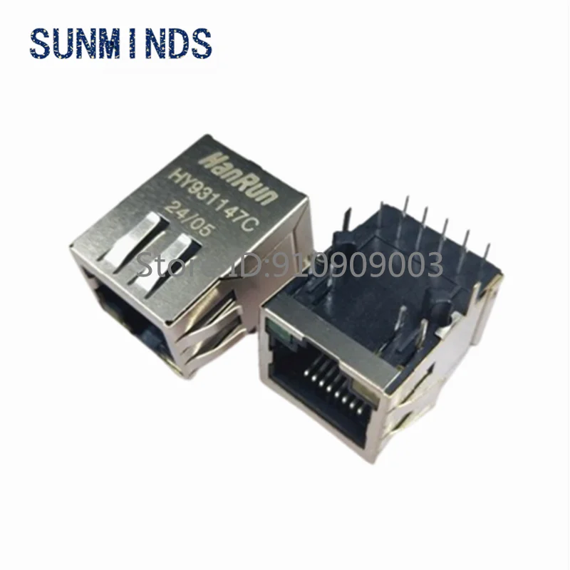 5PCS HY931147C RJ45 Socket Gigabit Network Isolation Transformer Filter With Light Horizontal