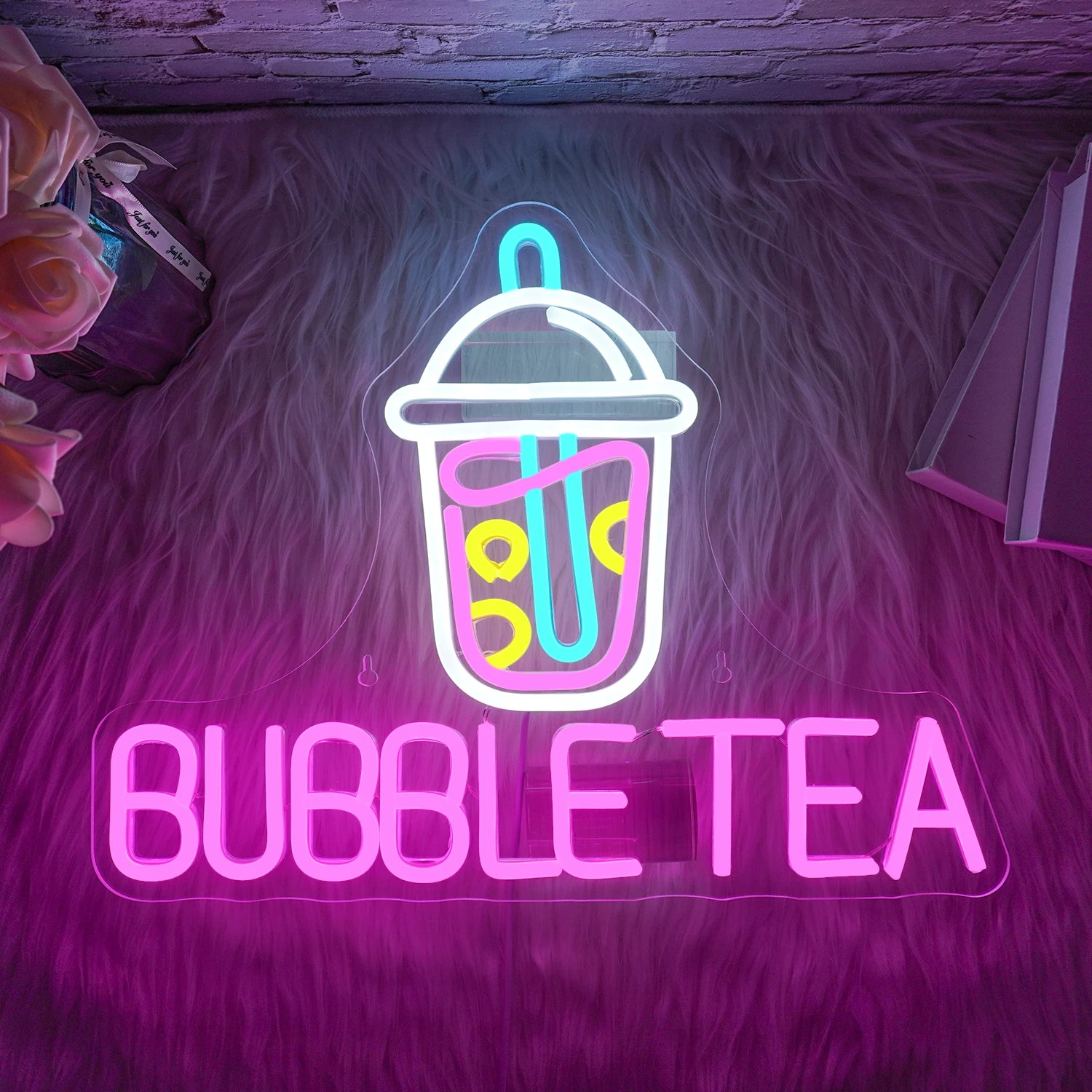 Bubble Tea Neon Sign For Wall Decor Led Light Up Sign Room Decoration for Milk Tea Shop Cafe Bar Kitchen Coffee Dessert Shop