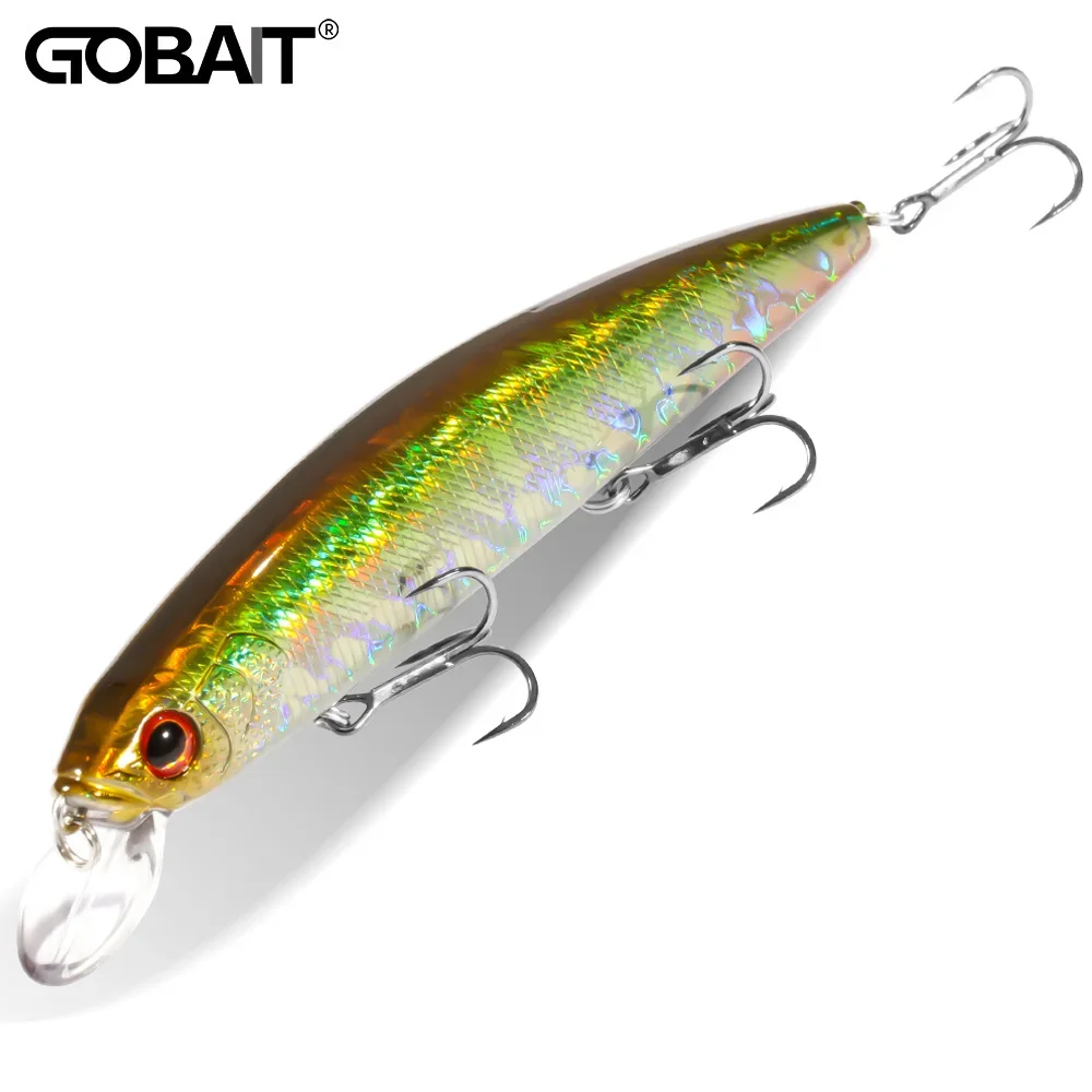 GOBAIT Floating Minnow 14cm 24g Top Water Fishing Lure Weight System HardBait Suspending Wobbler 3 Treble Hooks Jerk Bait 0-1.5m