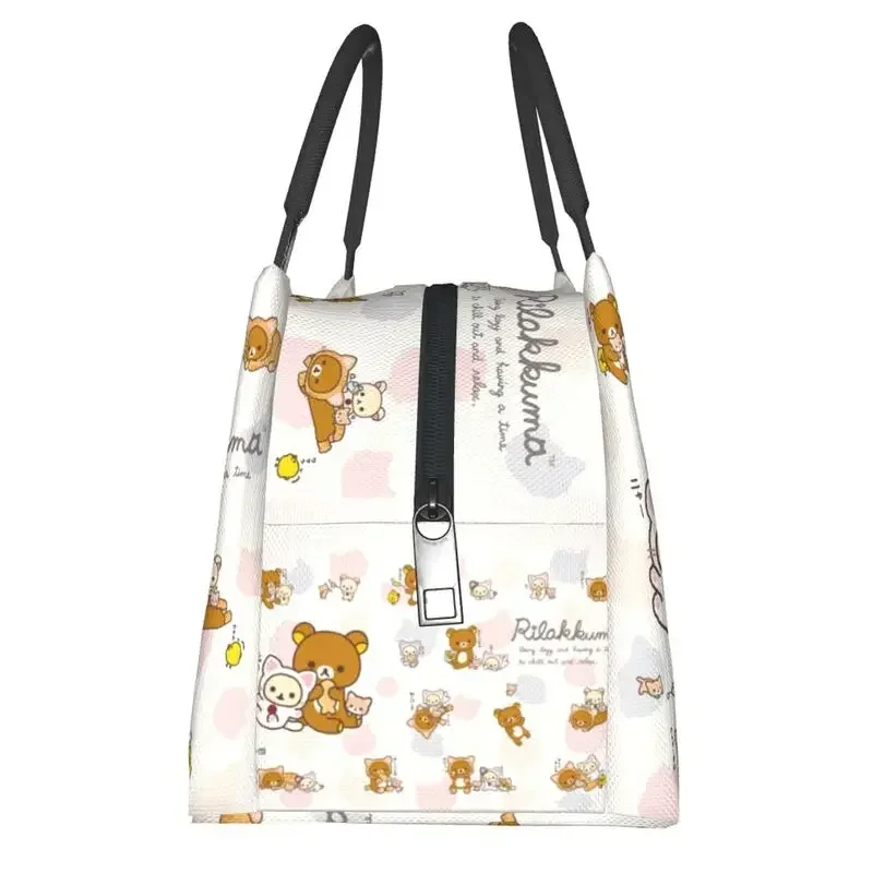 Kawaii Rilakkuma Bear Collage Insulated Lunch Bag for School Office Resuable Cooler Thermal Lunch Box Men