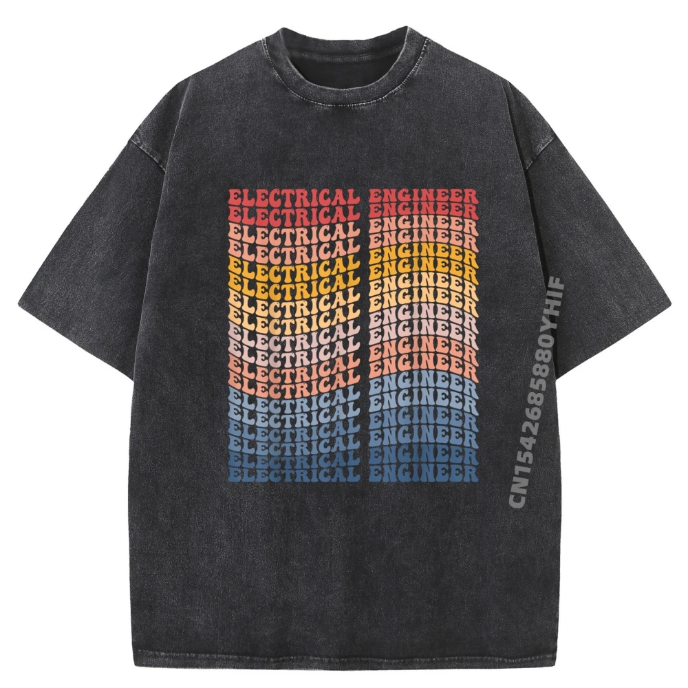 

Electrical Engineer Groovy Retro Blue And White Graphic T Shirts Funny T Shirts Plus Size Vegan Washed Shirt