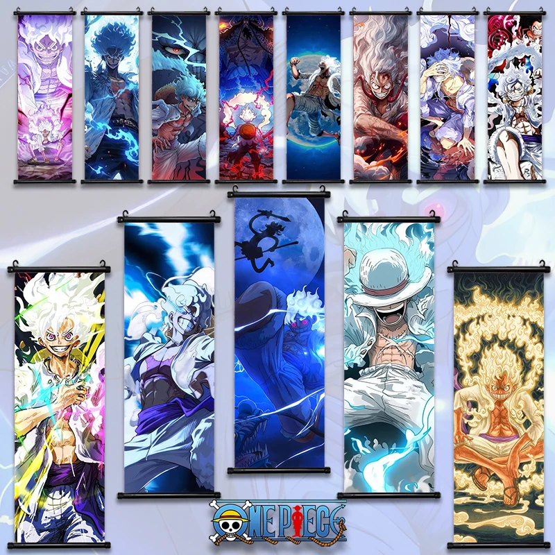 Anime ONE PIECE Poster Luffy Canvas Painting Sun God Nika  Art Print Kids Room Decoration Mural for Hanging Scrolls