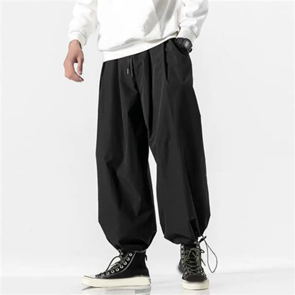 

Comfortable Harem Pants Japanese Style Men's Bloomers with Deep Crotch Elastic Waist Soft Breathable Harem Pants for Hip Hop