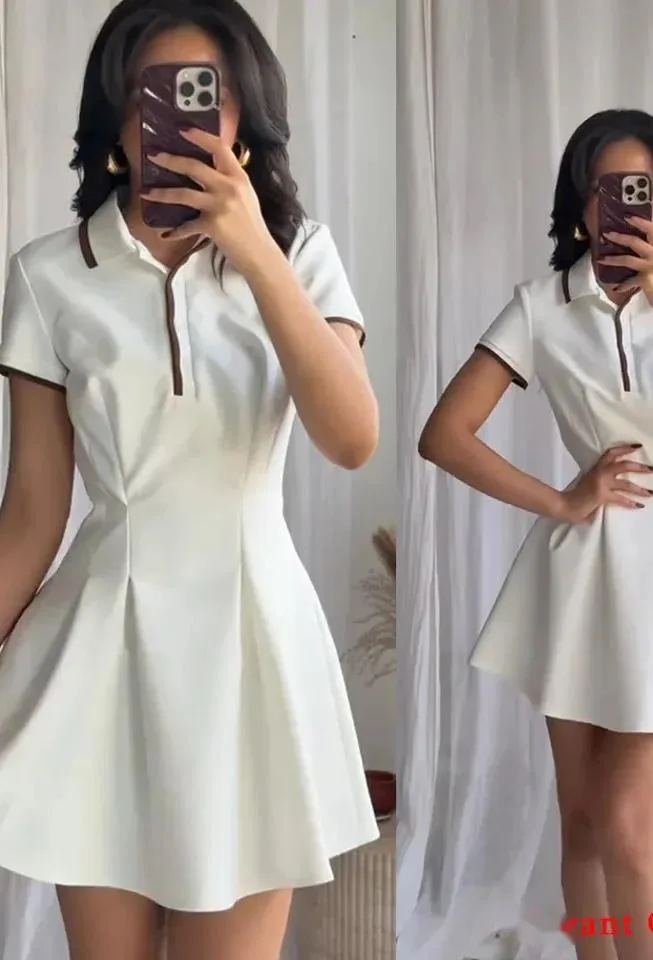 Women Fashion 2025 Spring Summer Burgundy Dress Contrasting Ribbed Lapel Buttons Dress Classic Campus Angola Red Dress 187P