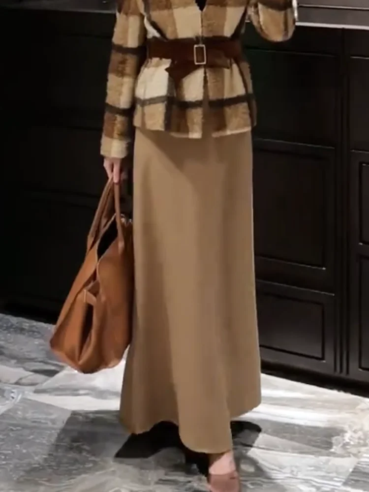 

Новая женская юбка-миди А-силуэта для осени и зимы: простая, модная, однотонная, универсальная, средней длины, для повседневной носки