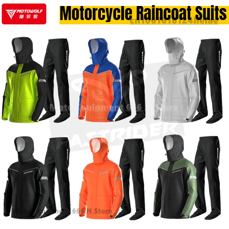 

MOTOWOLF Motorcycle Raincoat Suits Waterproof Reflective Lightweight Jacket and Pants Adults Rainy Day Rain Suit for Men Women