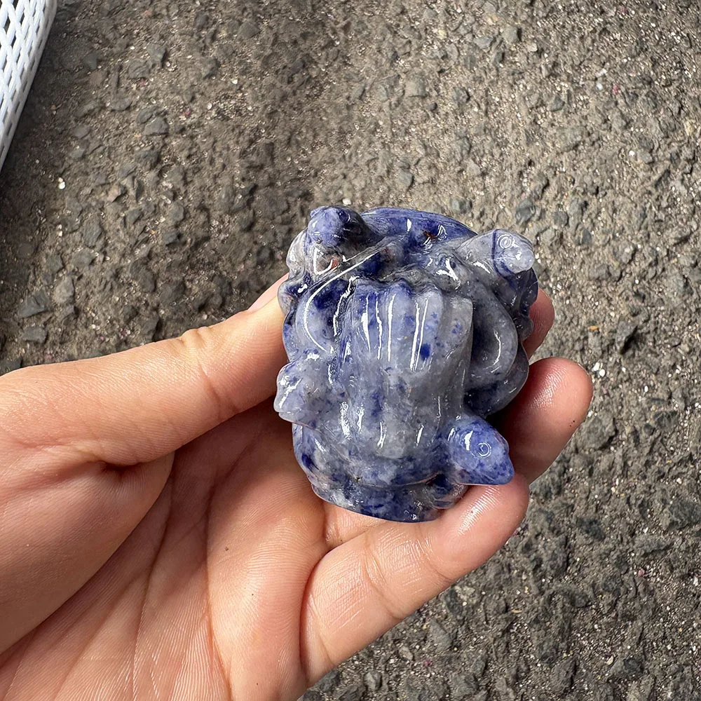 Custom 5.5cm Sodalite Medusa Head Crystal Carving - Handcrafted Healing Gemstone Mythical Figurine