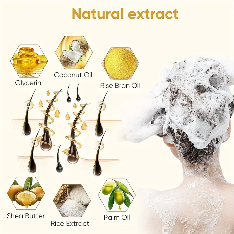 GZE Rice Water Shampoo Bar Soap and Rice Raw Pulp Solid Conditioner For Hair Strengthening, Helps Dry Hair Moisturizing