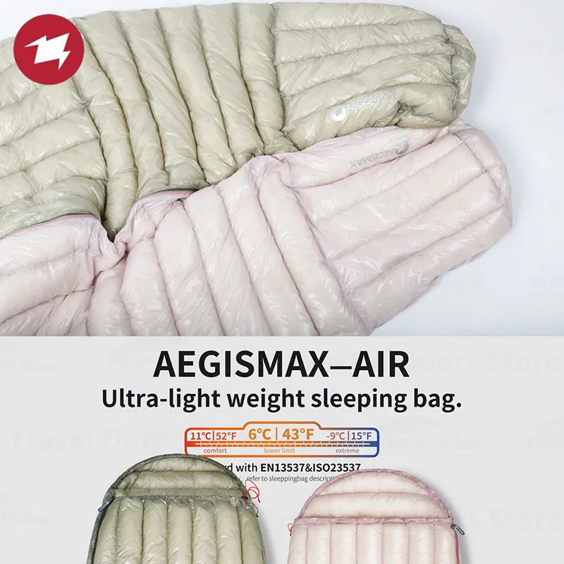 AEGISMAX AIR  800FP Outdoor Camping Waterproof Hiking Ultralight Duck Down Warm Sleeping BagTourist Mummy Couple Sleeping Bag