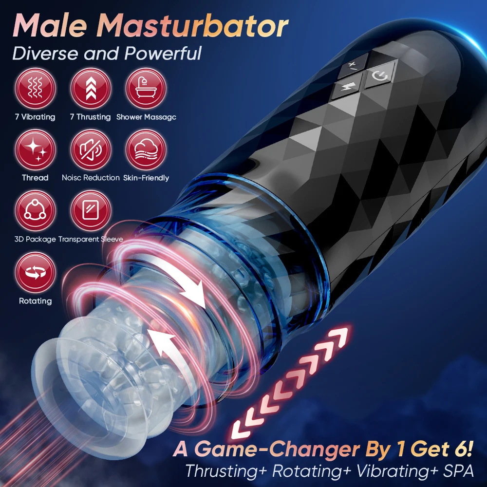 Thrusting Rotation Masturbator Cup for Men Penis Pump Blowjob Adult Sex Toy Stroker Piston Automatic Telescopic Male Mastubator view 4