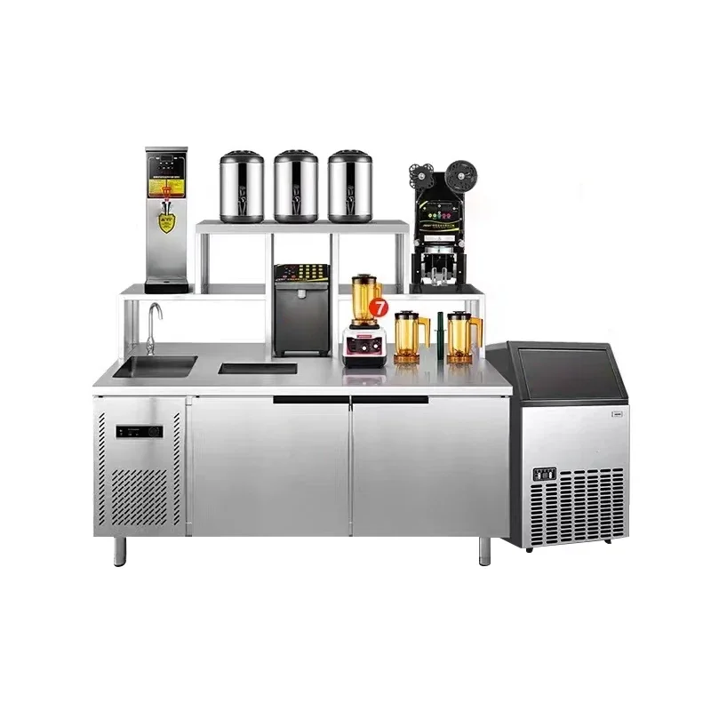 Factory Direct Sales of High-Quality Pearl Milk Tea Machine Equipment Refrigerated Bubble Milk Tea Bar Counter